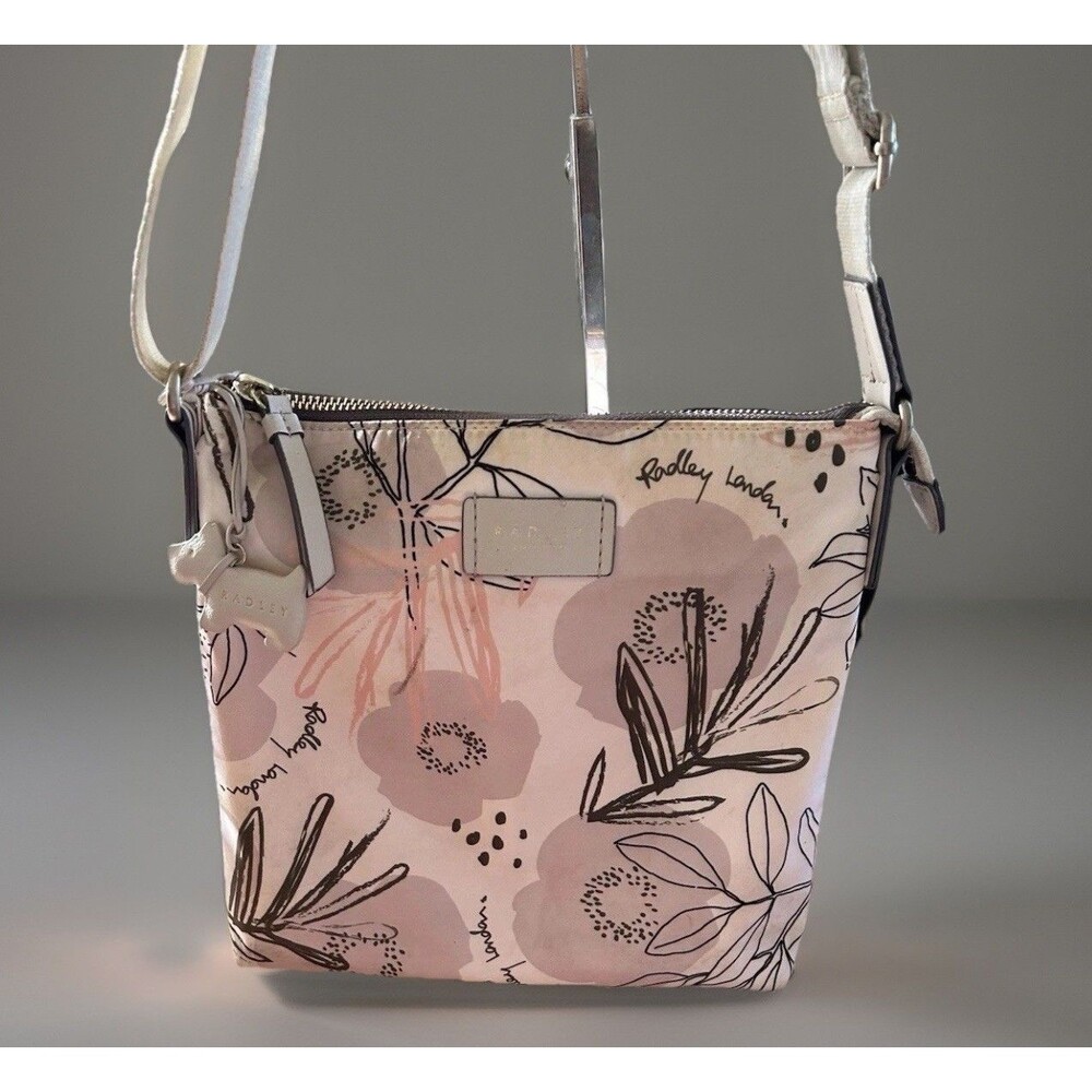 Radley London Desert Floral Scotty Charm Crossbody Purse Nylon Cotton Strap